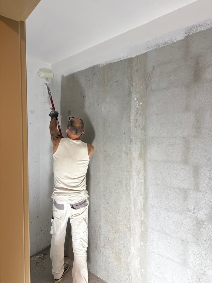 Compagnon SOS Solutions en train de peindre un mur